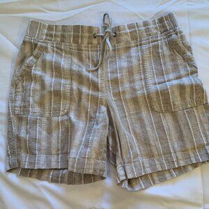 Talbots Casual Linen/Cotton Blend front tie shorts beige white size 6P